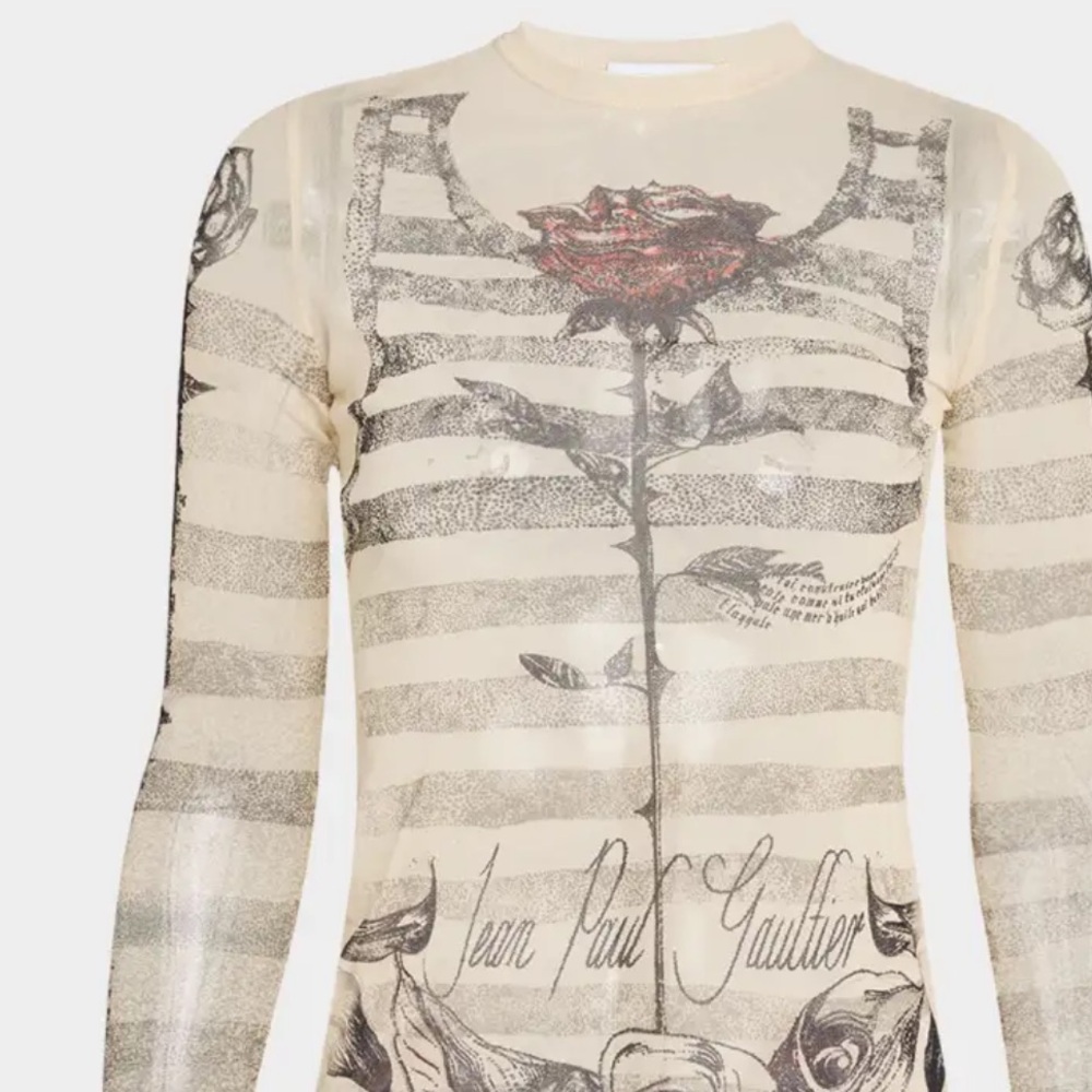 Jean Paul Gaultier Sheer Rose Print Top